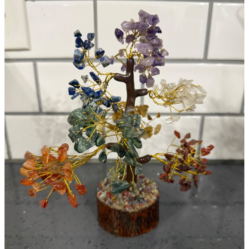 Seven Chakra Gemstone Bonsai Tree Figurine, Feng Shui, Good Luck, Reiki